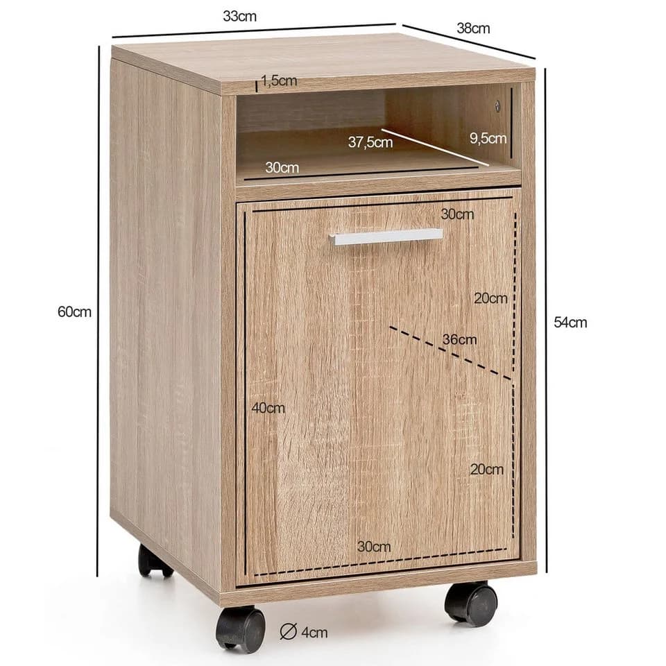 FINEBUY Rollcontainer SV51848 Schreibtischcontainer 33x60x38 Bürocontainer - Bild 3