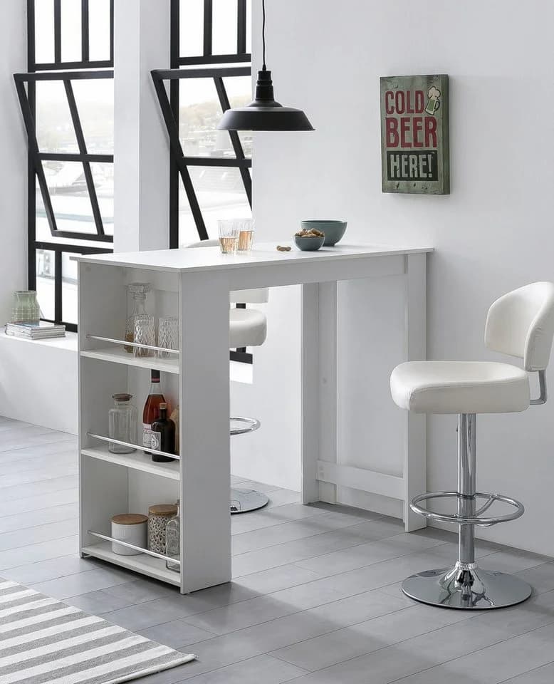 FINEBUY Bartisch Stehtisch Küchentresen Weiß