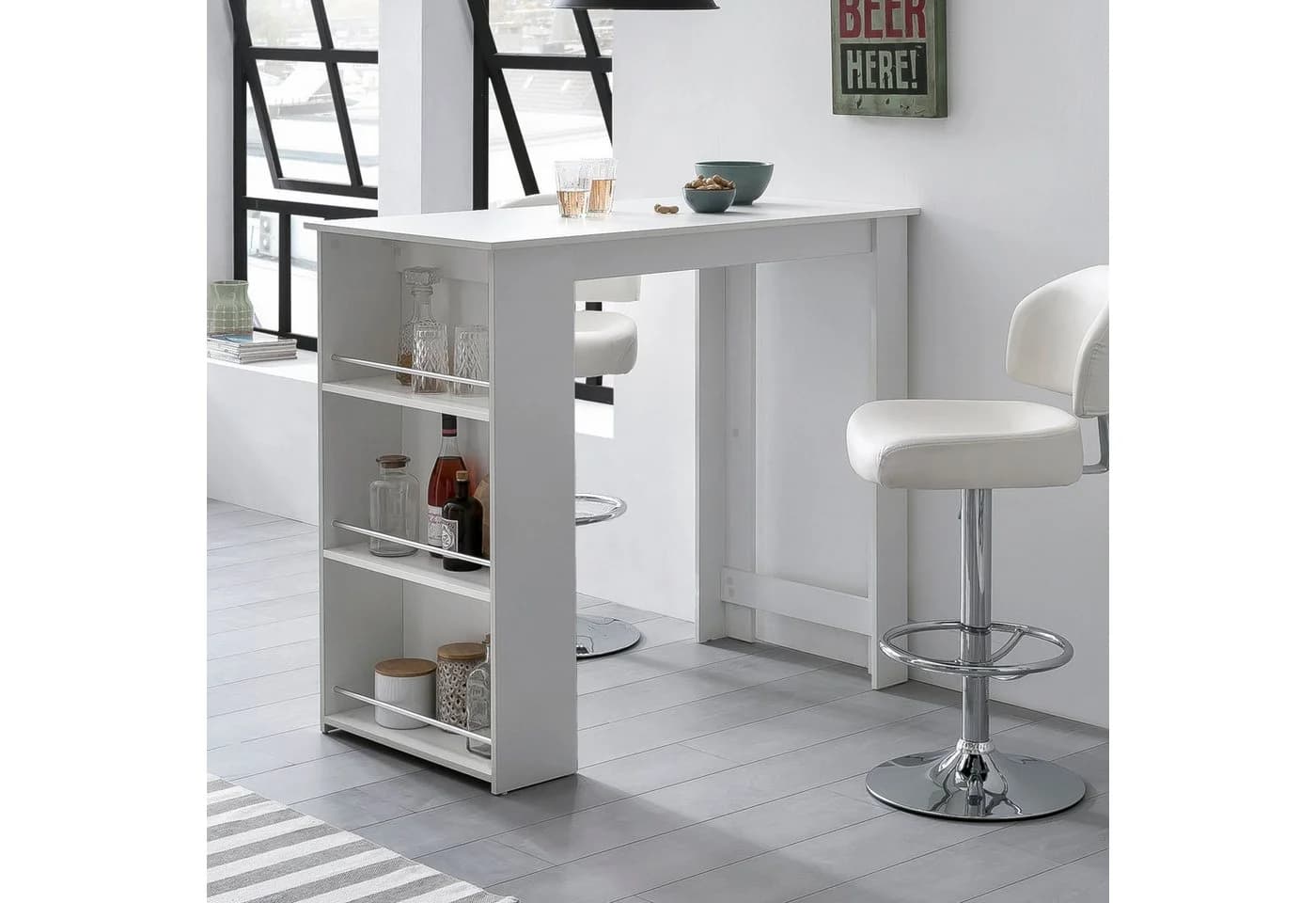 FINEBUY Bartisch Stehtisch Küchentresen Weiß - Bild 2