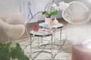 FINEBUY Beistelltisch 2tlg Rund Weiß Glas Silber Modern Bild 2