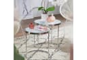 FINEBUY Beistelltisch 2tlg Rund Weiß Glas Silber Modern Bild 3