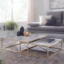 WOHNLING Design Couchtisch 2er Set Weiß Marmor Optik Bild 1