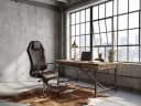 FINEBUY Chefsessel MONTEREY Echtleder Braun mit hoher Rückenlehne Bild 1
