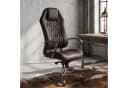 FINEBUY Chefsessel MONTEREY Echtleder Braun mit hoher Rückenlehne Bild 2