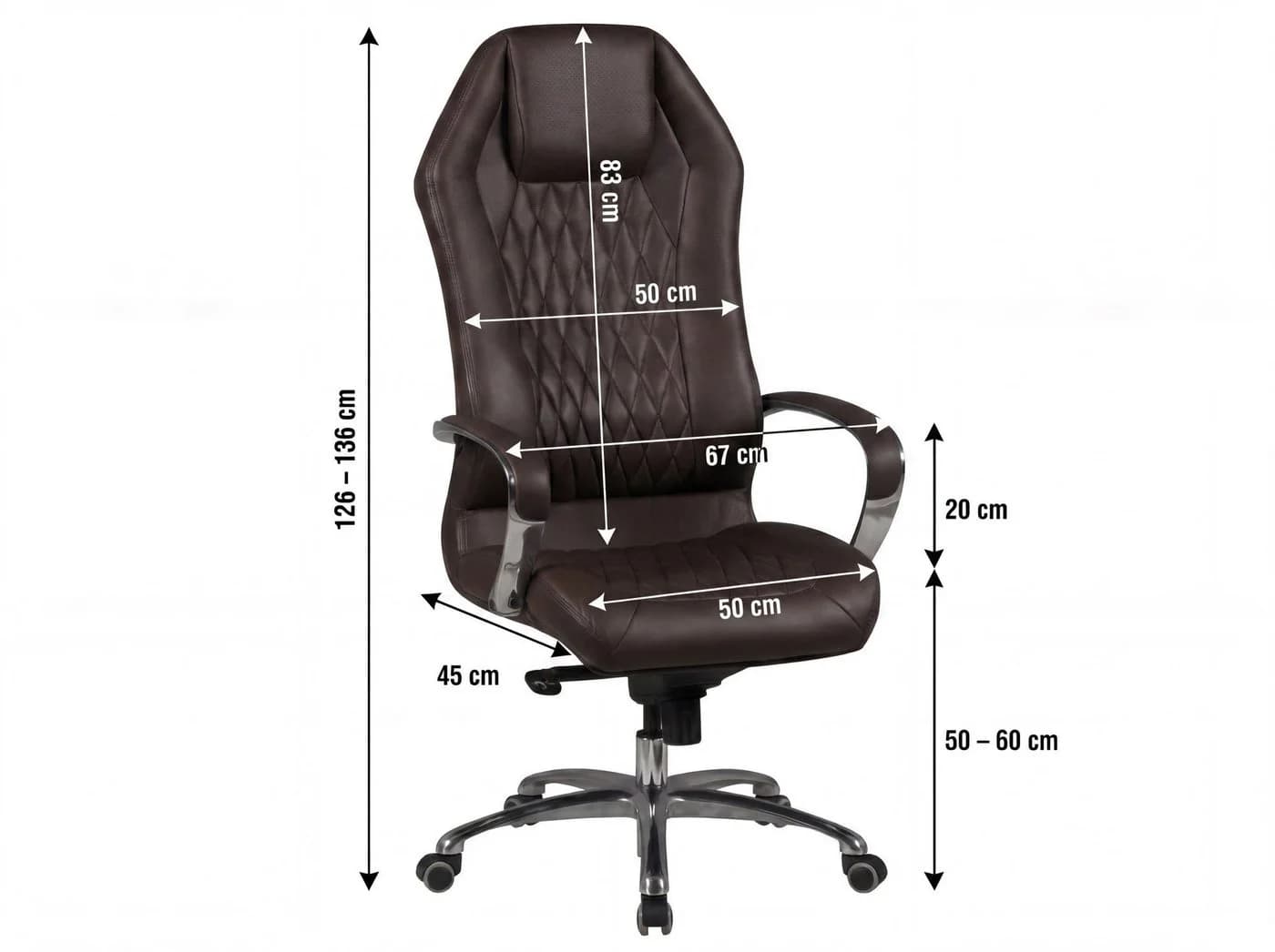 FINEBUY Chefsessel MONTEREY Echtleder Braun mit hoher Rückenlehne - Bild 3