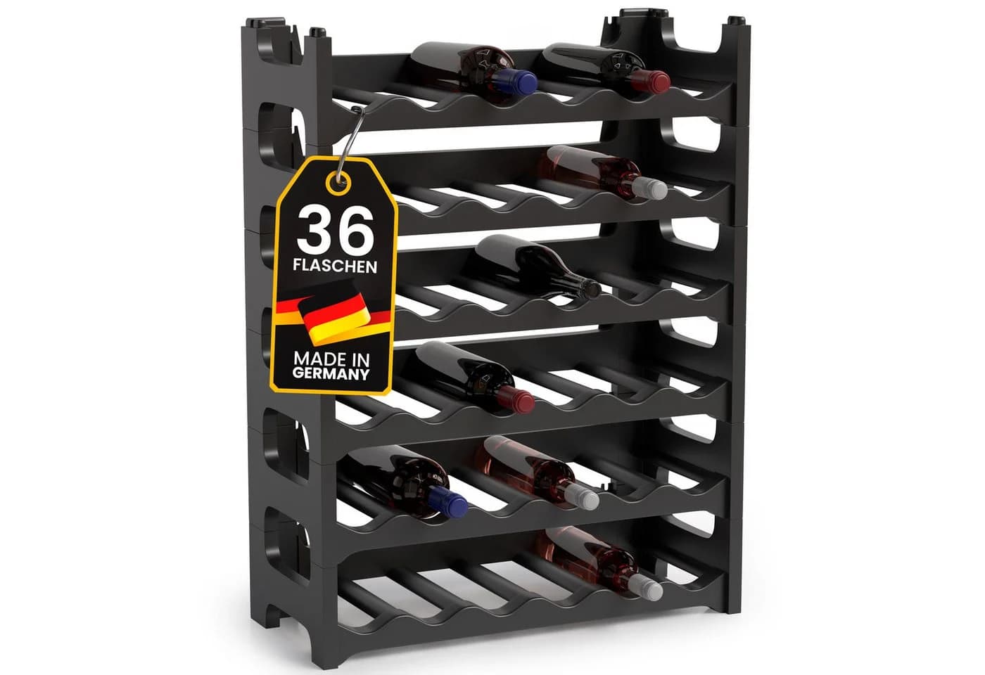 ALPFA Weinregal 36 Flaschen Anthrazit Kunststoff Stapelbar 6-tlg. - Bild 2