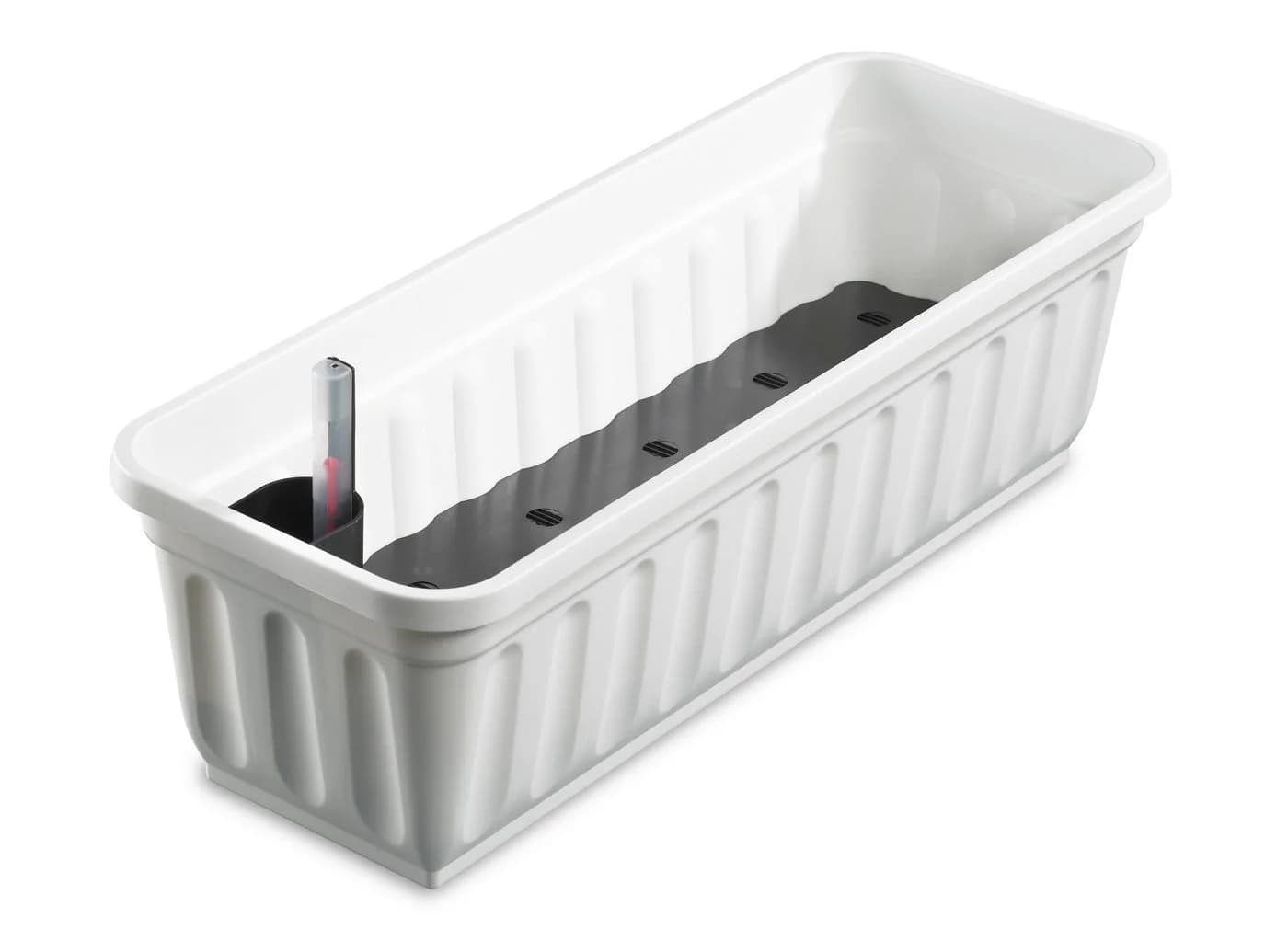 ALPFA Balkonkasten 60 cm Weiß mit Wasserspeicher