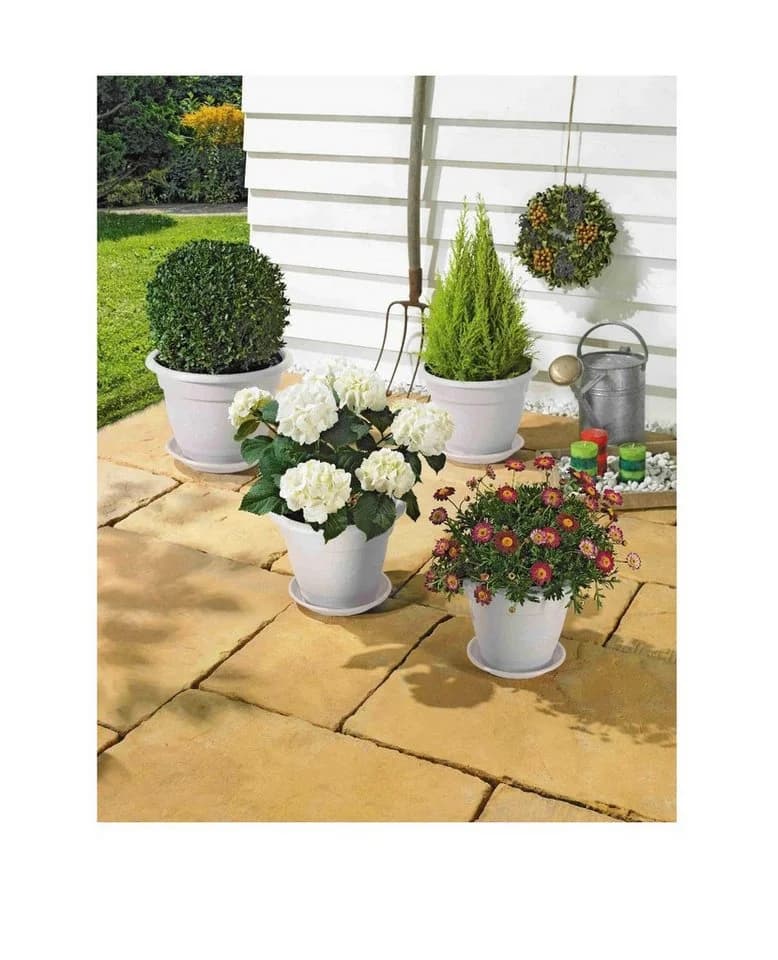 ALPFA Blumentopf Set Sydney weiß 8tlg. inkl. Untersetzer - Bild 2
