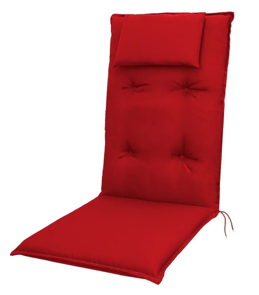 doppler® Hochlehnerauflage 8er Set rot mit abnehmbarem Kopfkissen