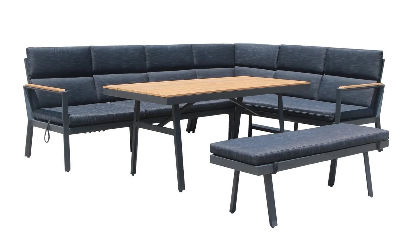 Gardissimo Gartenlounge-Set Nara rechts 3-tlg. Alu Ecklounge Esstisch Bank