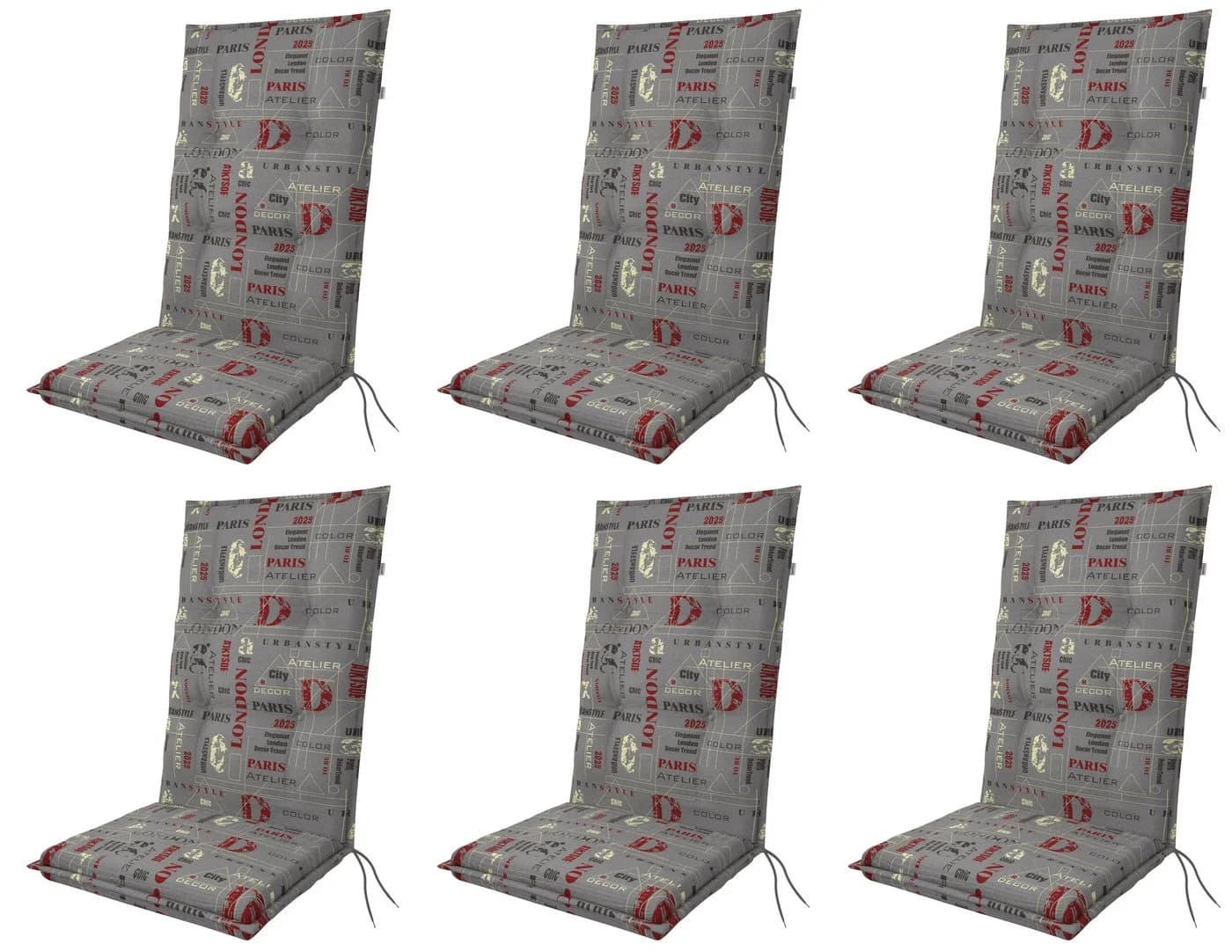 Gardissimo Hochlehnerauflage 6er Set Grau UV-beständig - Bild 2