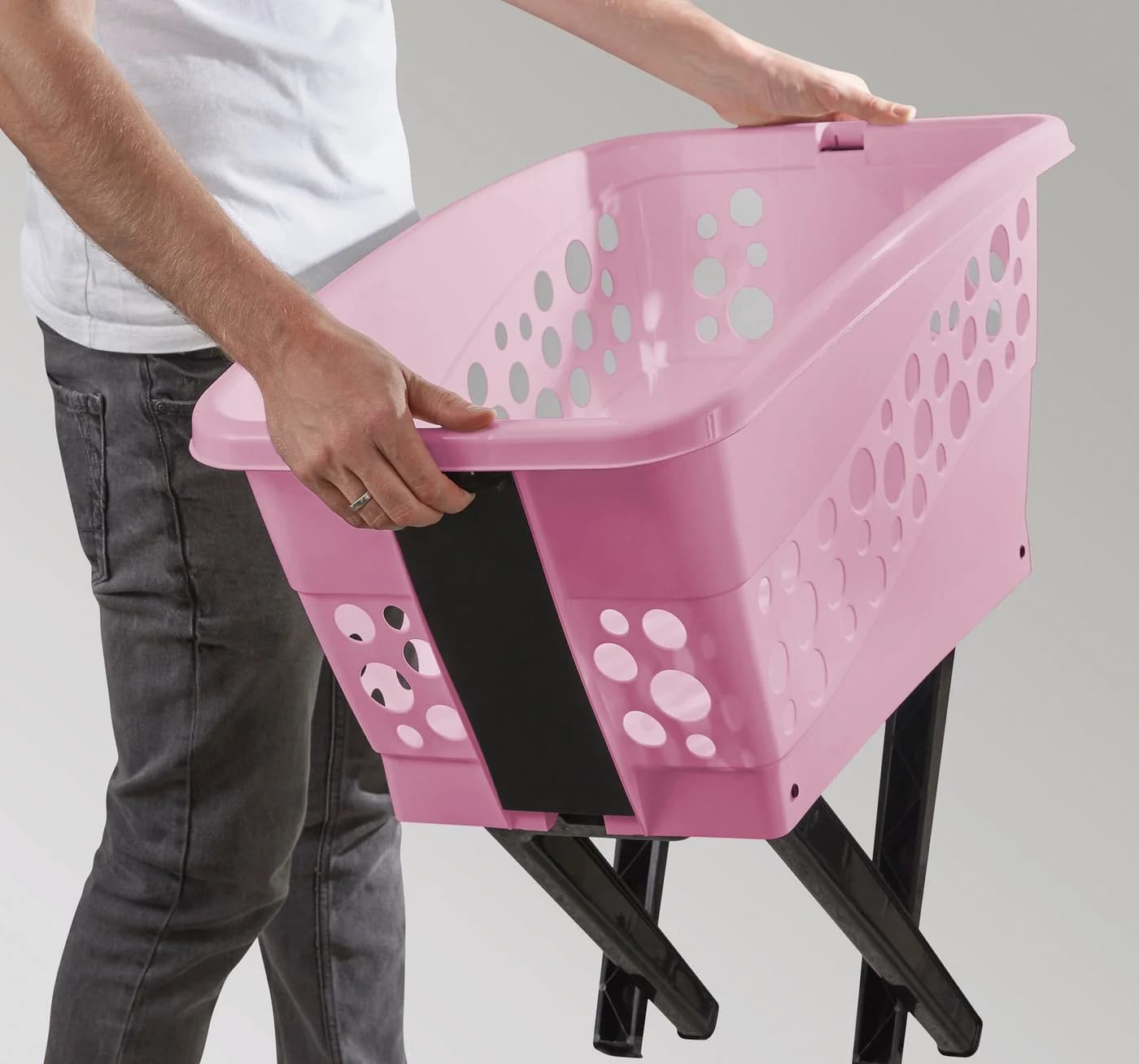Gardissimo Wäschekorb mit Beinen Rosa Faltbar 50L