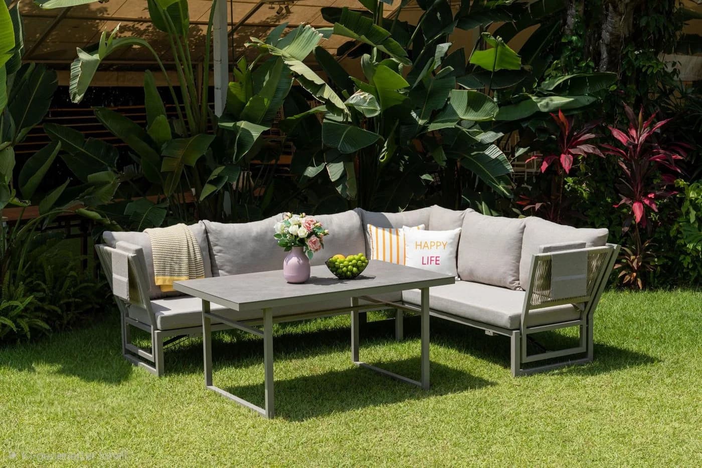 Gardissimo Gartenlounge-Set San Remo hell 3-tlg. mit hohem Tisch