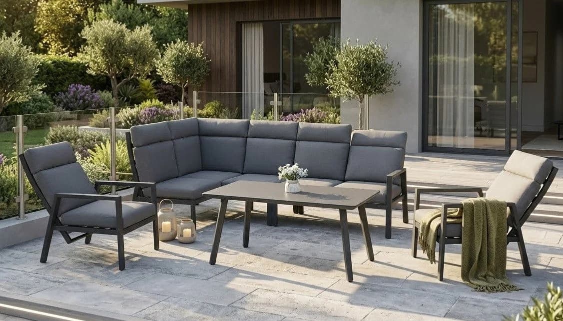 Gardissimo Gartenlounge-Set Lugano Dining 3-tlg. Grau Aluminium - Bild 2