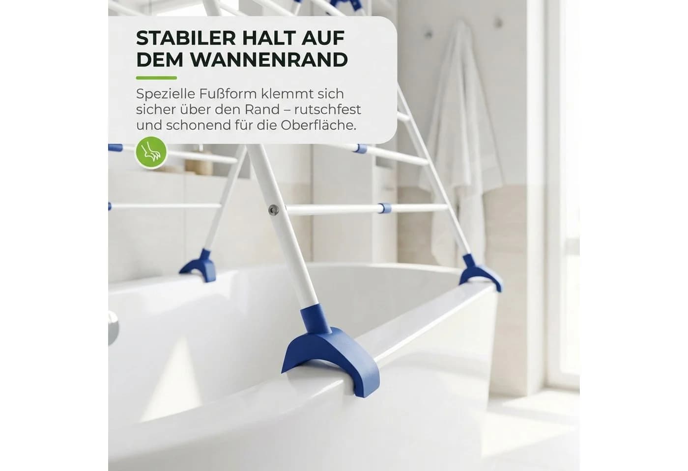 Gardissimo Badewannen-Wäscheständer Tumby XL Weiß Stufenlos Ausziehbar - Bild 4