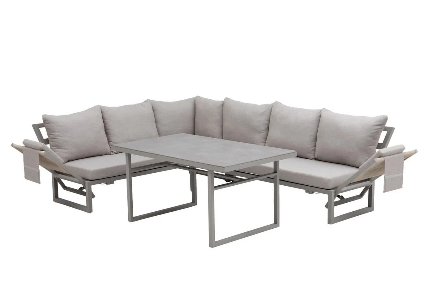 Gardissimo Gartenlounge-Set San Remo XL Dining 4-tlg. Aluminium Rope Beige