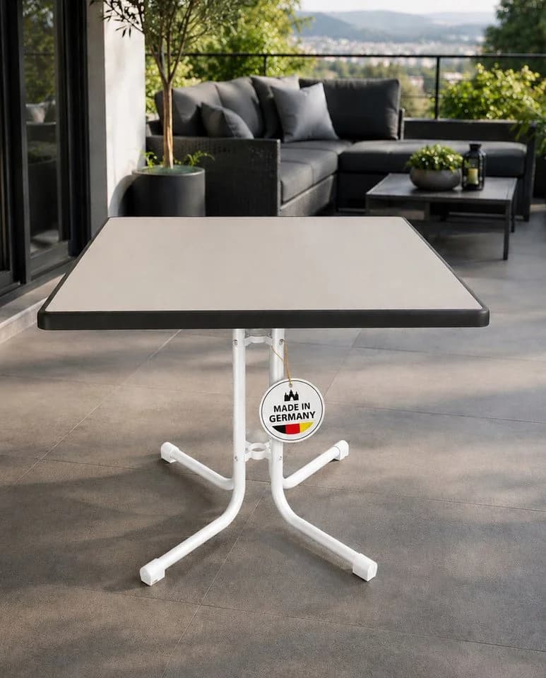 Gardissimo Gartentisch Bright 80x80 cm Klappbar Weiß Silber - Bild 2