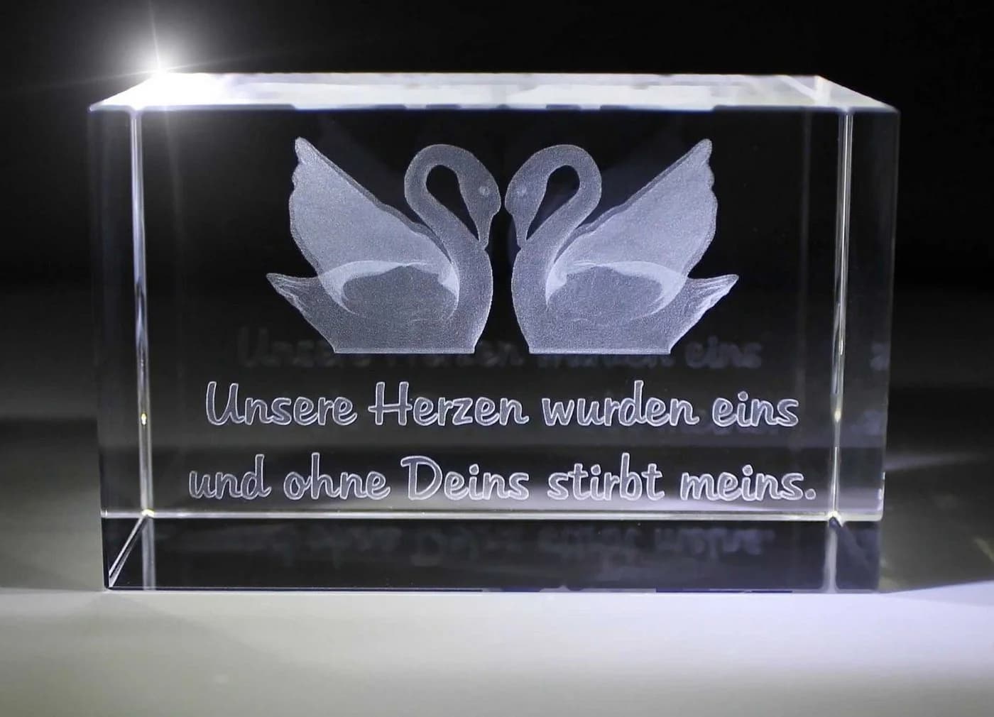 VIP-LASER Dekofigur 3D Glasquader Zwei Schwäne Transparent - Bild 2