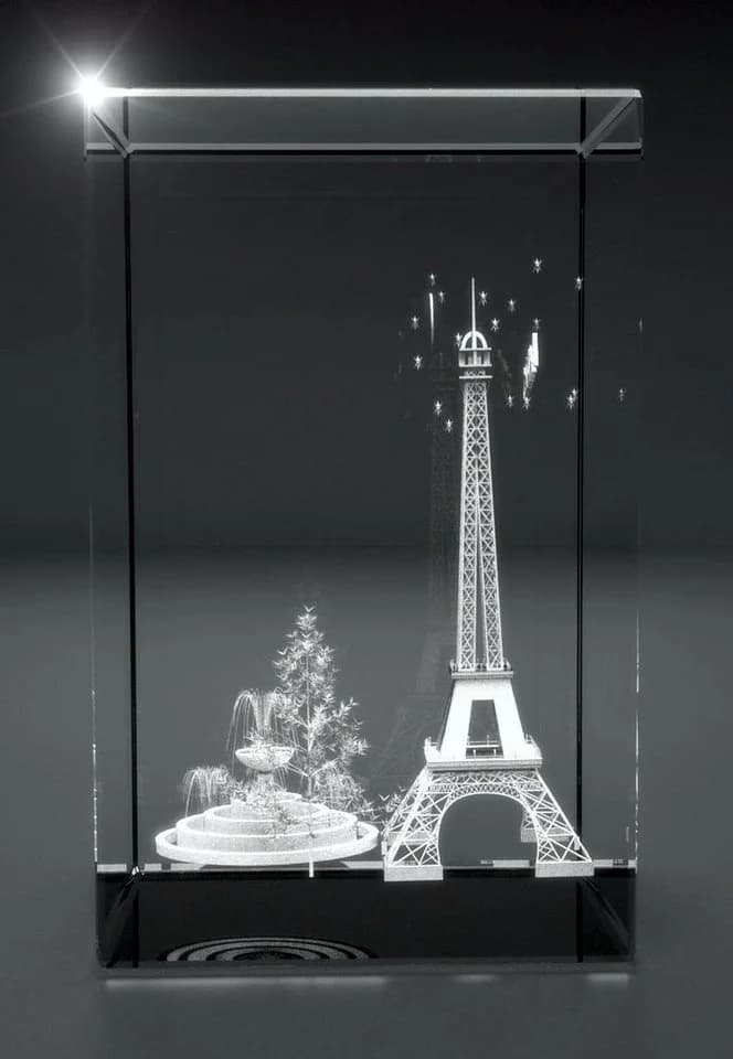 Dekofigur 3D Glasquader Eiffelturm Paris Motiv 2