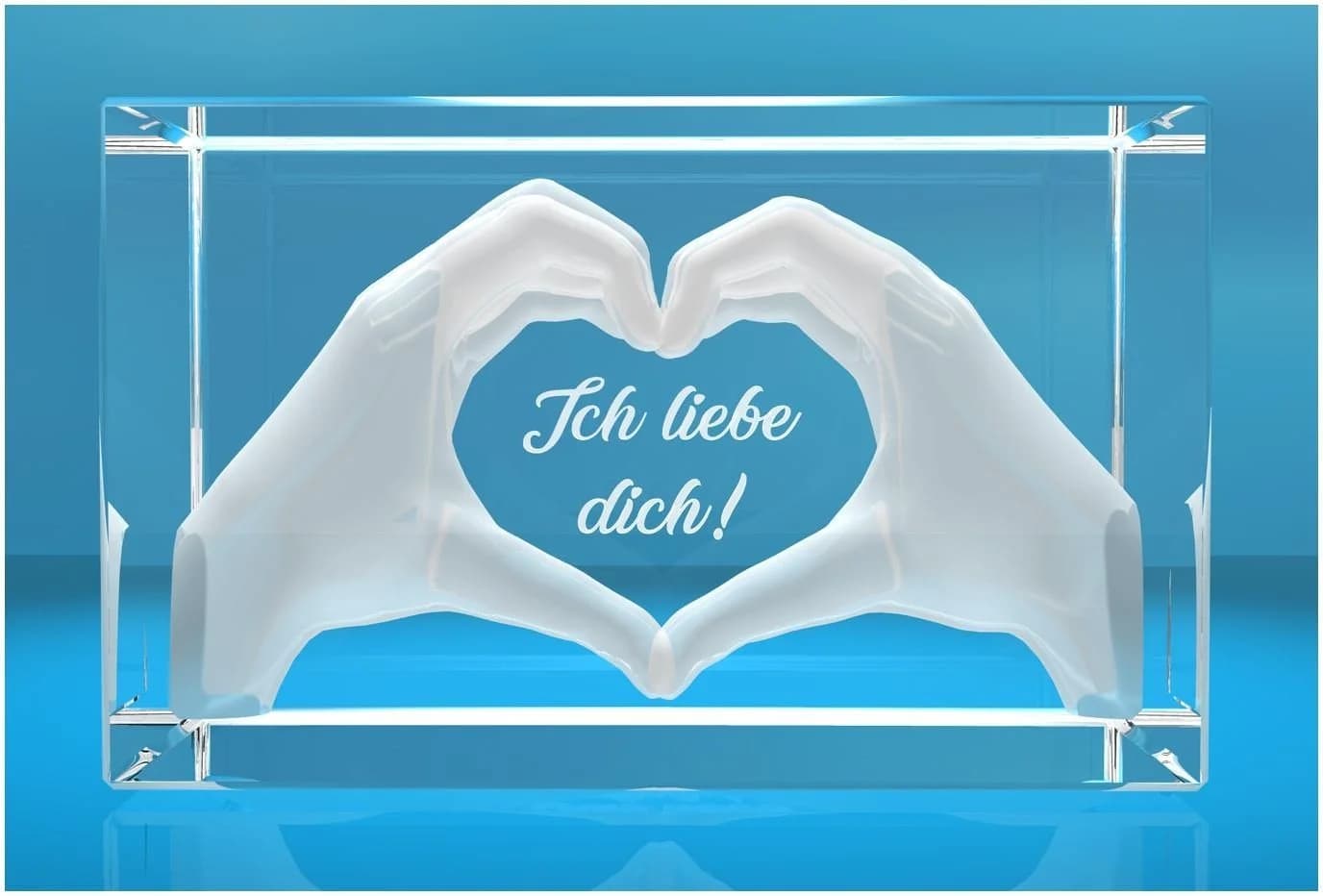 VIP-LASER 3D Glasquader Herz aus Händen Gravur Ich liebe Dich - Bild 2