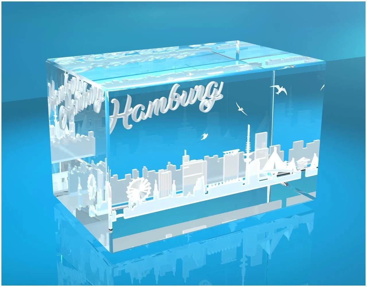 OTTO DE 3D Glasquader Hamburg Skyline