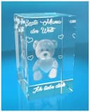 Dekofigur 3D Glas Kristall Beste Mama der Welt Teddy Ich liebe dich, Hochwertige Geschenkbox, Made in Germany, Familienbetrieb Bild 1