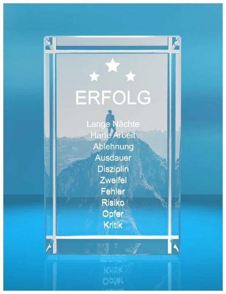 VIP-LASER 3D Glasquader Motiv "Weg zum Erfolg" mit Geschenkbox - Bild 2