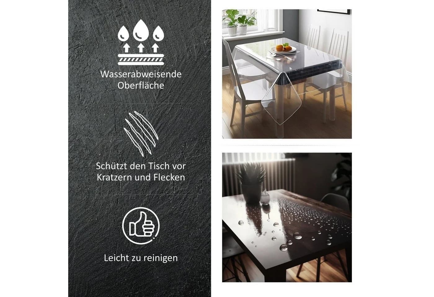 Melody Transparente PVC Tischfolie Wasserabweisend Kratzfest - Bild 3