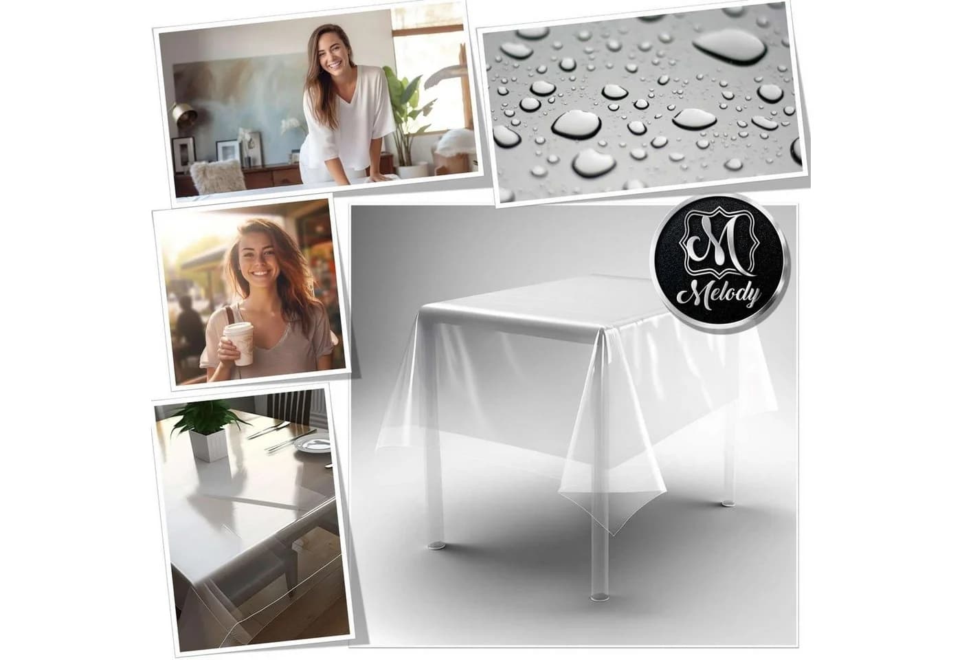 Melody Transparente PVC Tischfolie Wasserabweisend Kratzfest - Bild 5