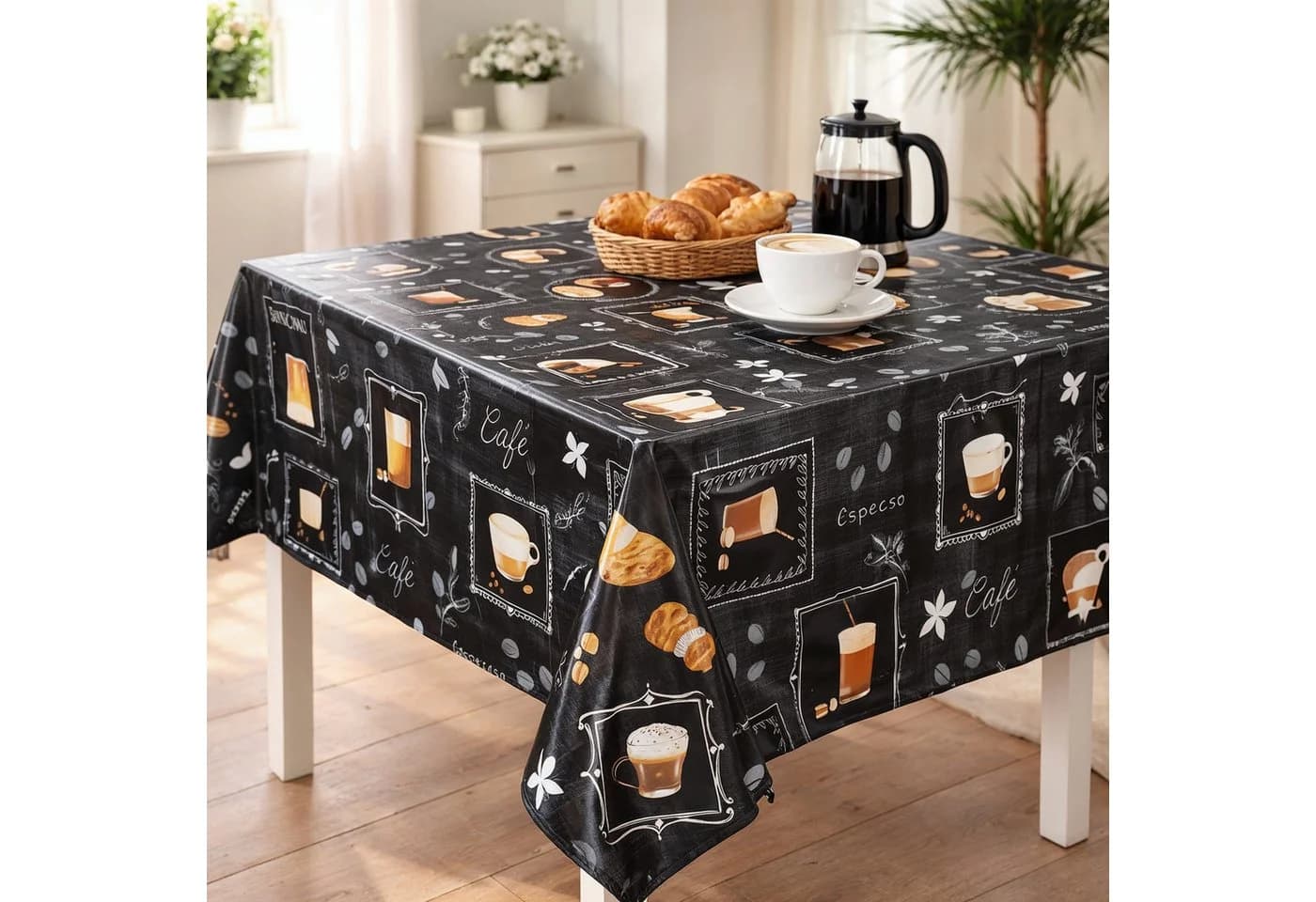 Melody Gartentischdecke Wachstuchtischdecke Tischdecke Kaffee Kuchen Schwarz Fleckschutz - Bild 2