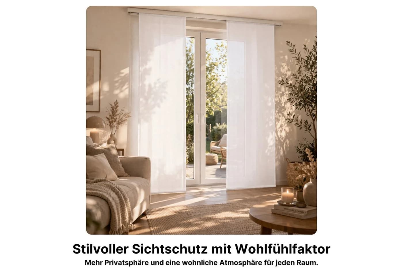 Melody Schiebegardine 2er-Set blickdicht mit Klettband Weiss - Bild 3