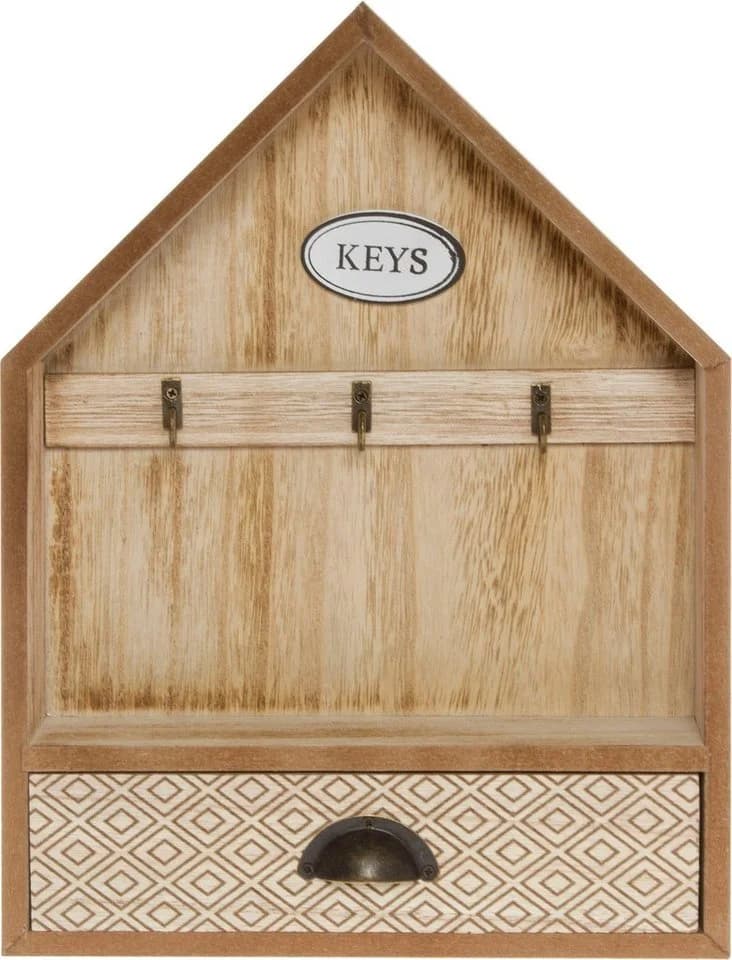 MYFLAIR Schlüsselkasten Sylke Braun MDF mit Haken & Schublade - Bild 3