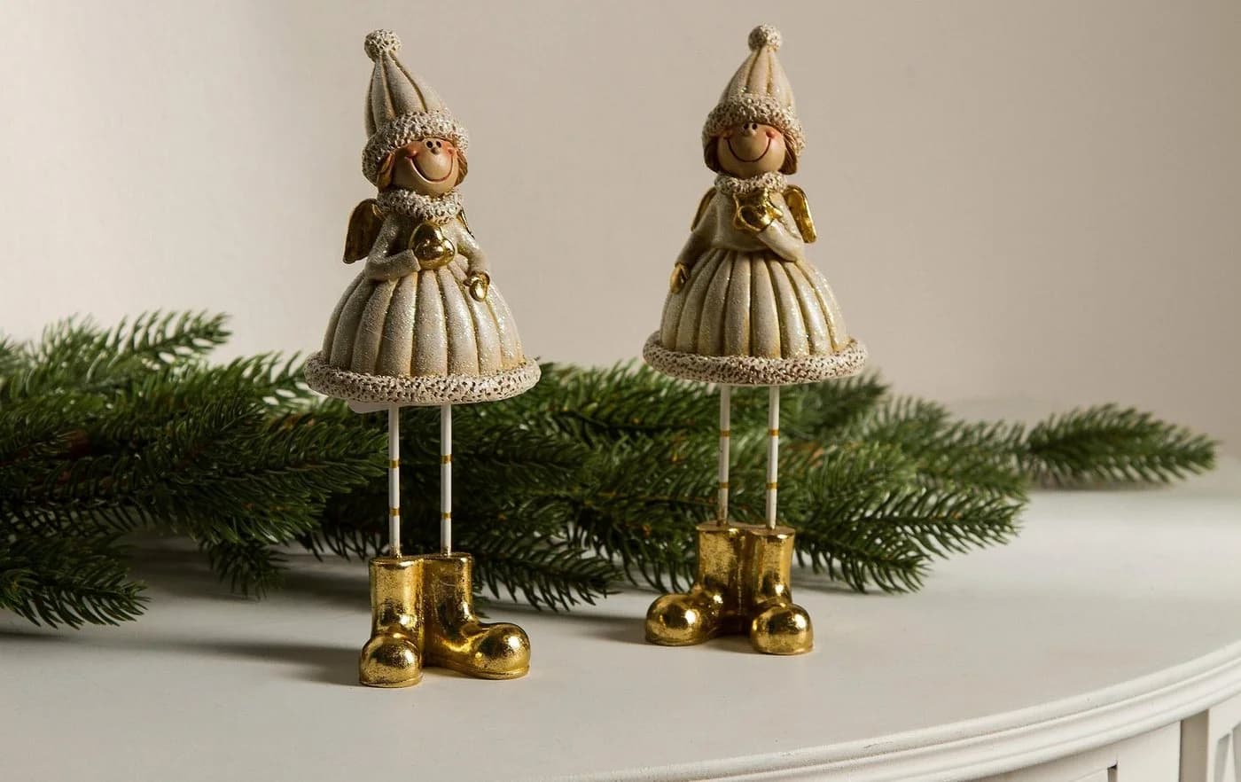 Myflair Weihnachtsfigur Winterkinder Set 2 St. Beige/Gold