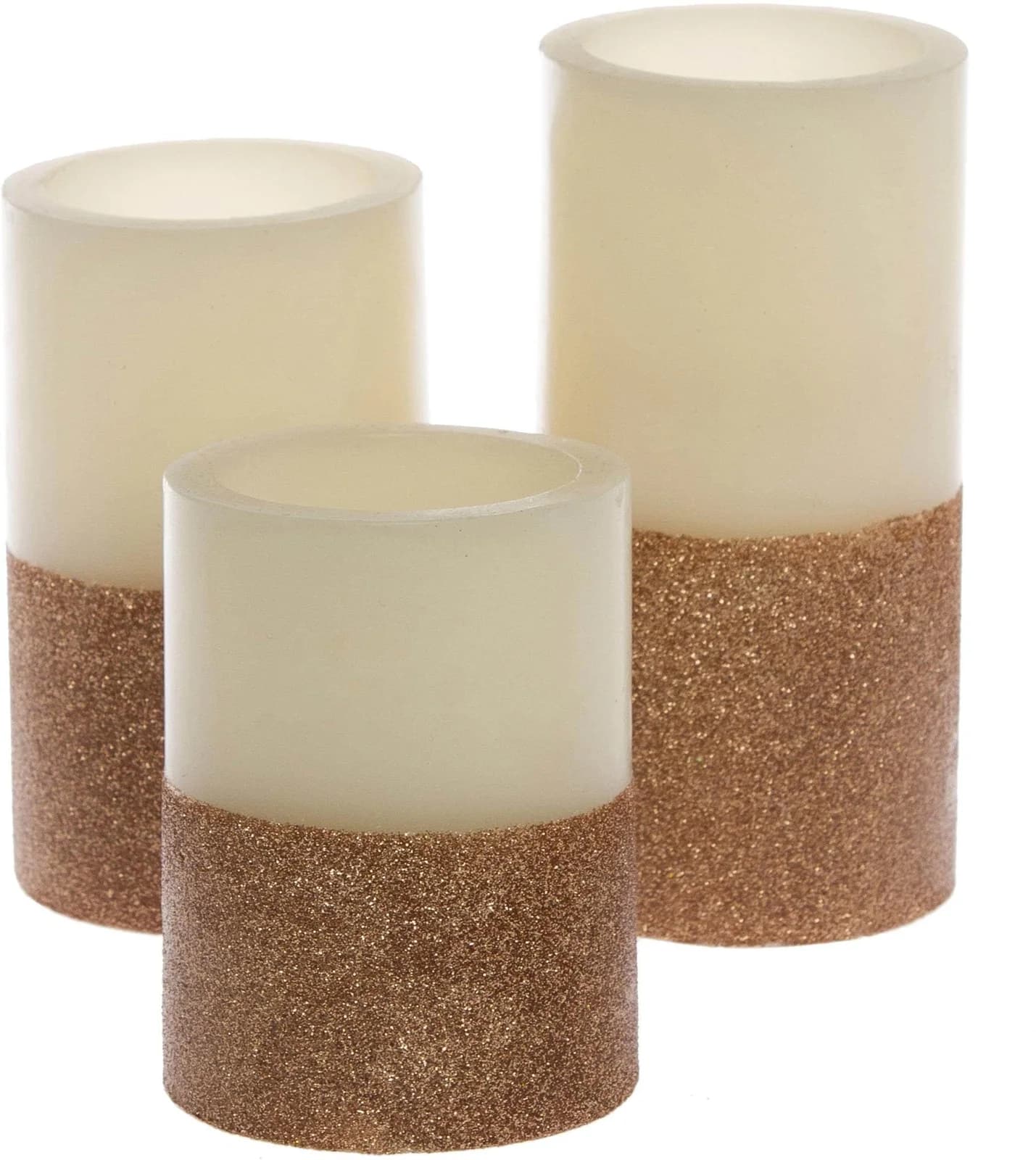 LED-Kerze in Gold, Cremefarben und Silberfarben - Weihnachtsdeko