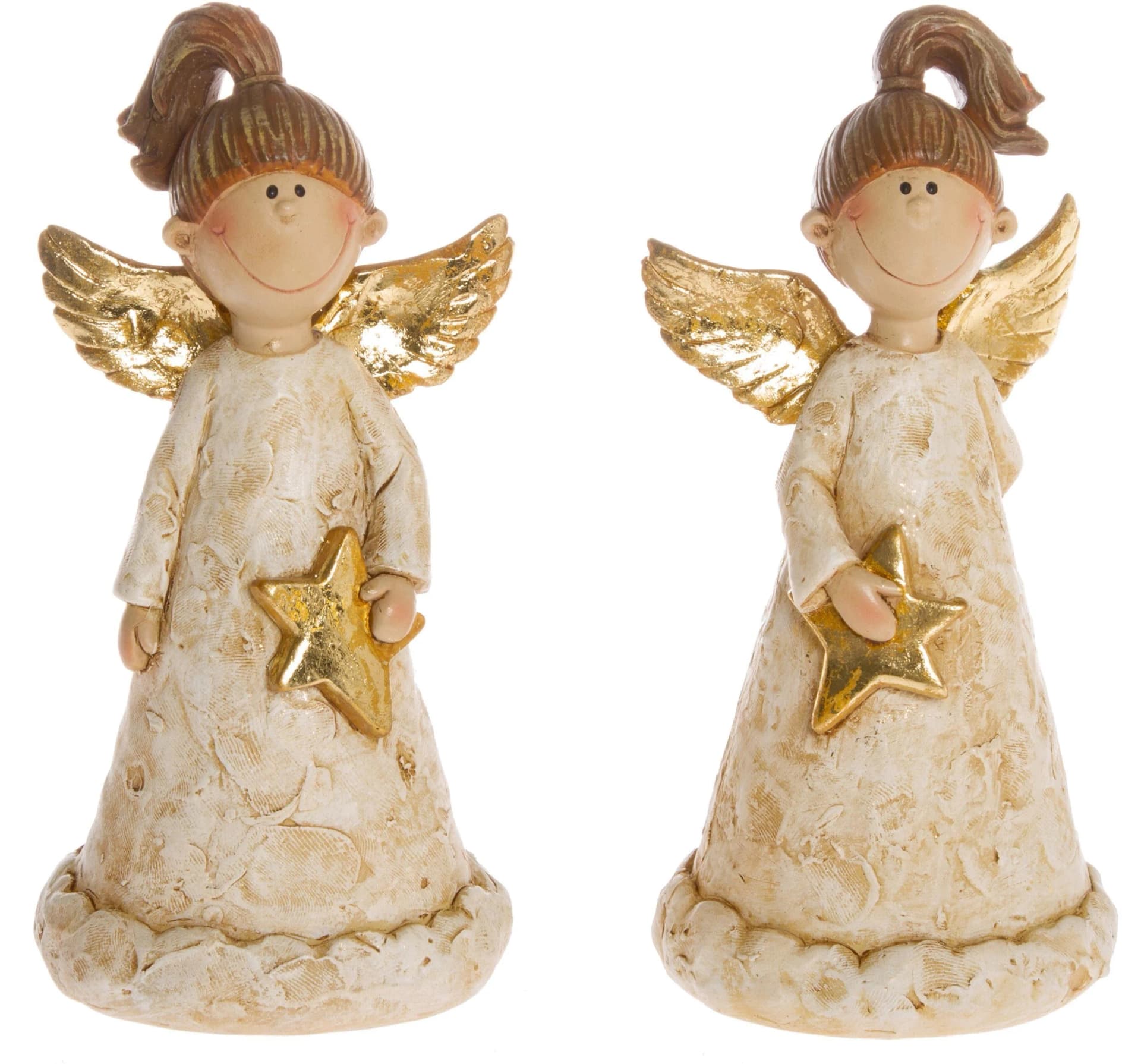 MYFLAIR Engelfigur Weihnachtsdeko Beige Goldfarben 15cm