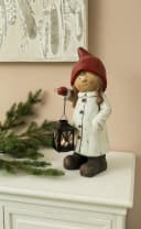 Myflair Weihnachtsfigur Winterkind mit Laterne, Steingut, rot/weiß Bild 4
