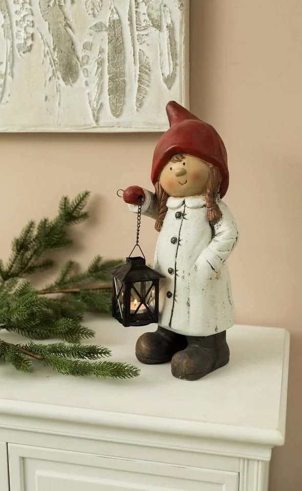 Myflair Weihnachtsfigur Winterkind mit Laterne, Steingut, rot/weiß - Bild 4