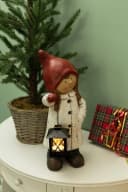 Myflair Weihnachtsfigur Winterkind mit Laterne, Steingut, rot/weiß Bild 5