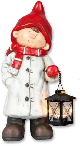 Myflair Weihnachtsfigur Winterkind Junge mit Laterne Steingut rot/weiß