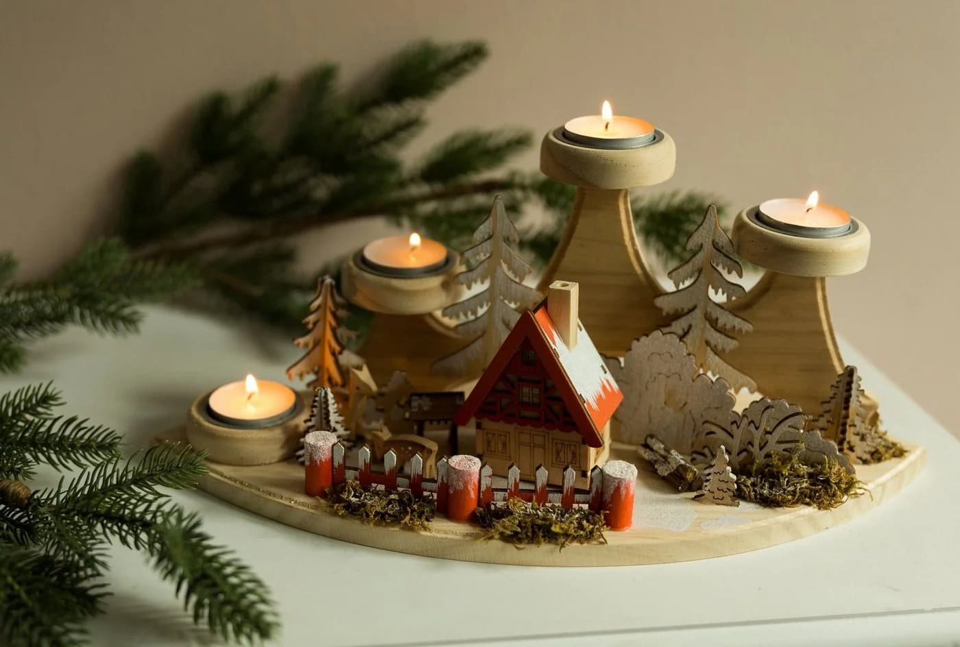 OTTO home Teelichthalter Weihnachtsdeko Winterlandschaft Holz - Bild 5