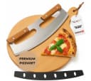 Topanbieter999 Pizzaschneider Set mit Pizzabrett, Buchenholz & Edelstahl Bild 2