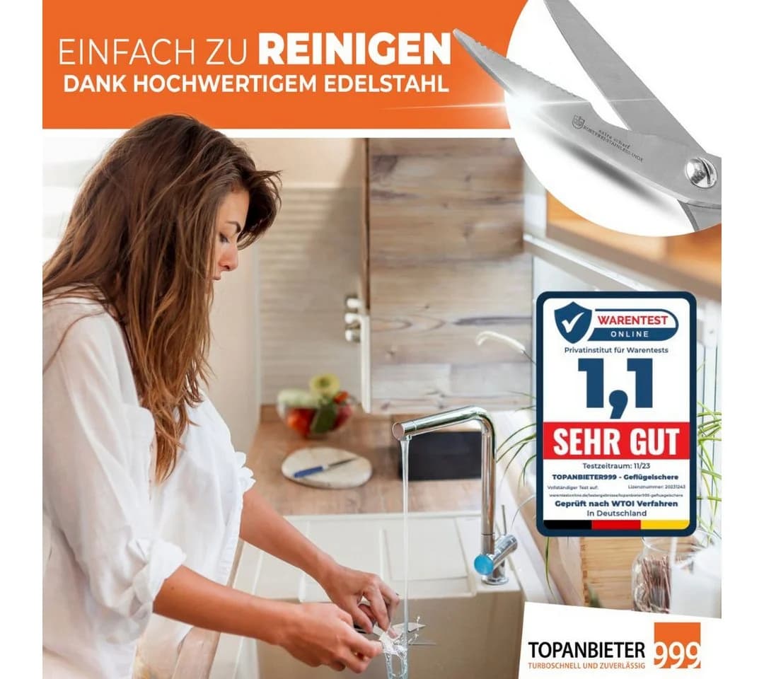 Topanbieter999 Universalschere Küchenschere Edelstahl Silber - Bild 4