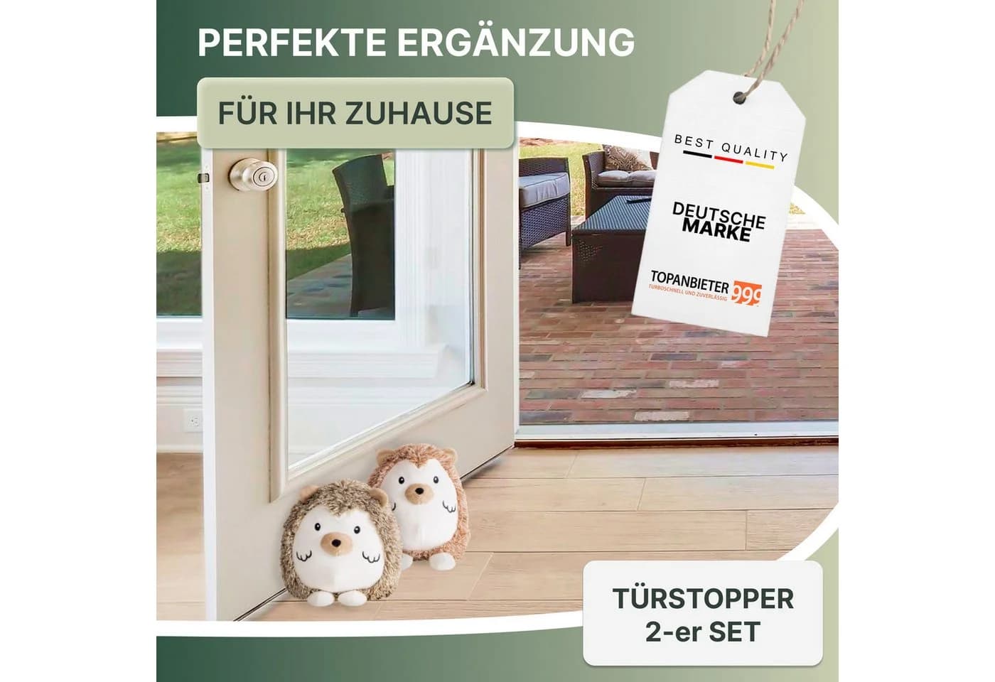 Topanbieter999 Türstopper Igel 2er Set Braun Dunkelbraun