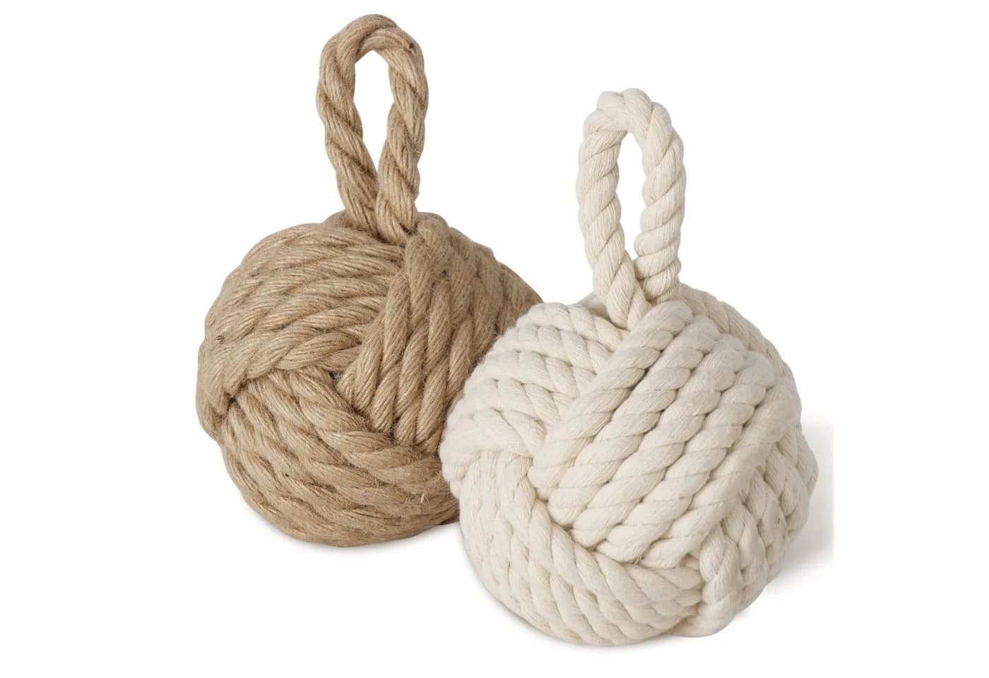 Topanbieter999 Türstopper 2er Set Jute Natur/Cremeweiß - Bild 2