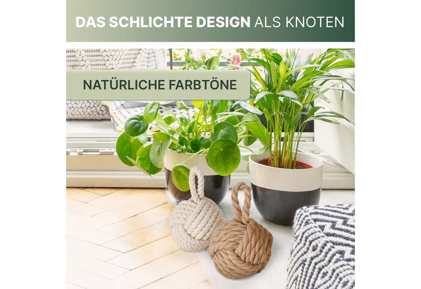 Topanbieter999 Türstopper 2er Set Jute Natur/Cremeweiß - Bild 5
