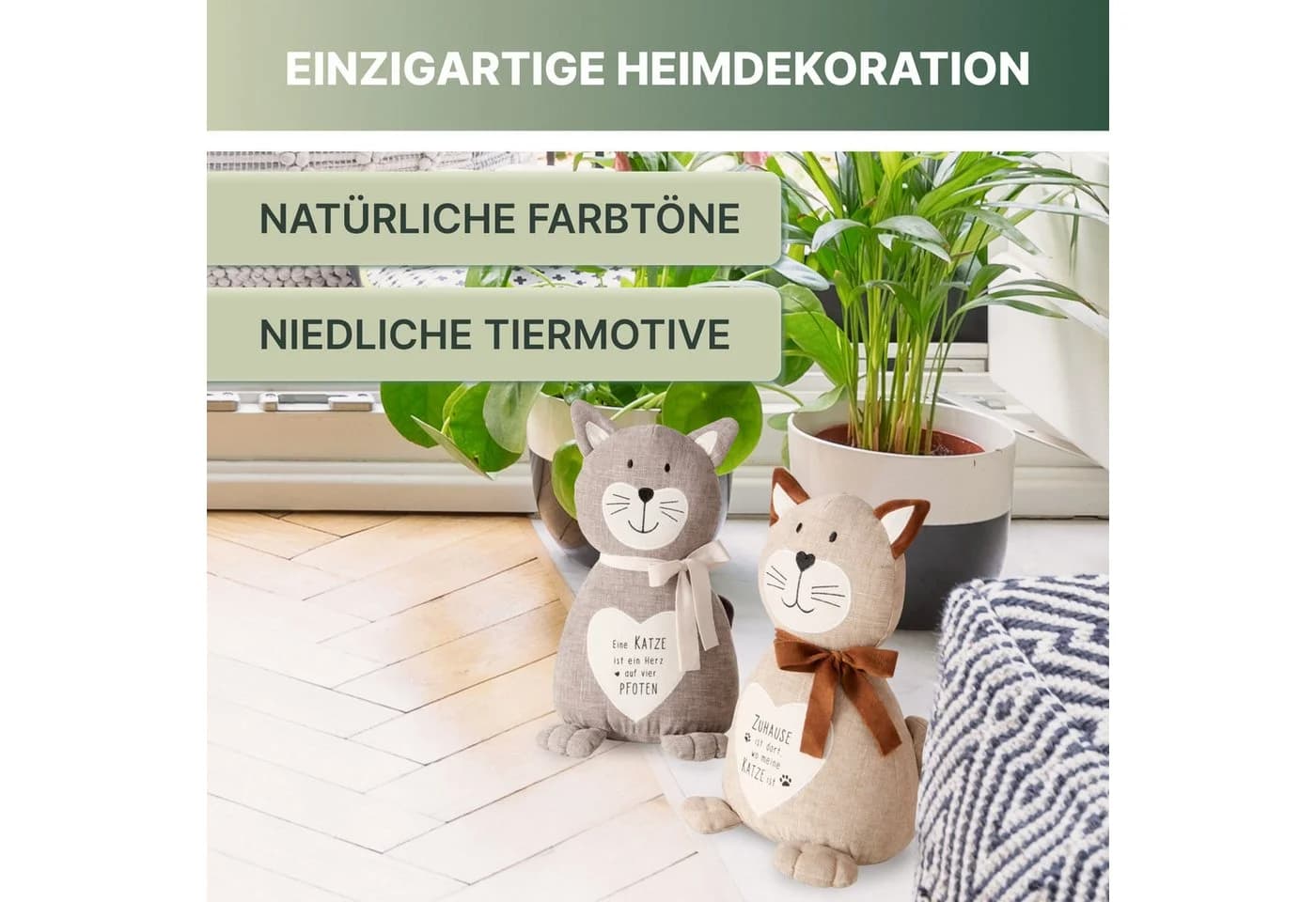 Topanbieter999 Türstopper 2er Set Katze Maunzi Beige Grau - Bild 4