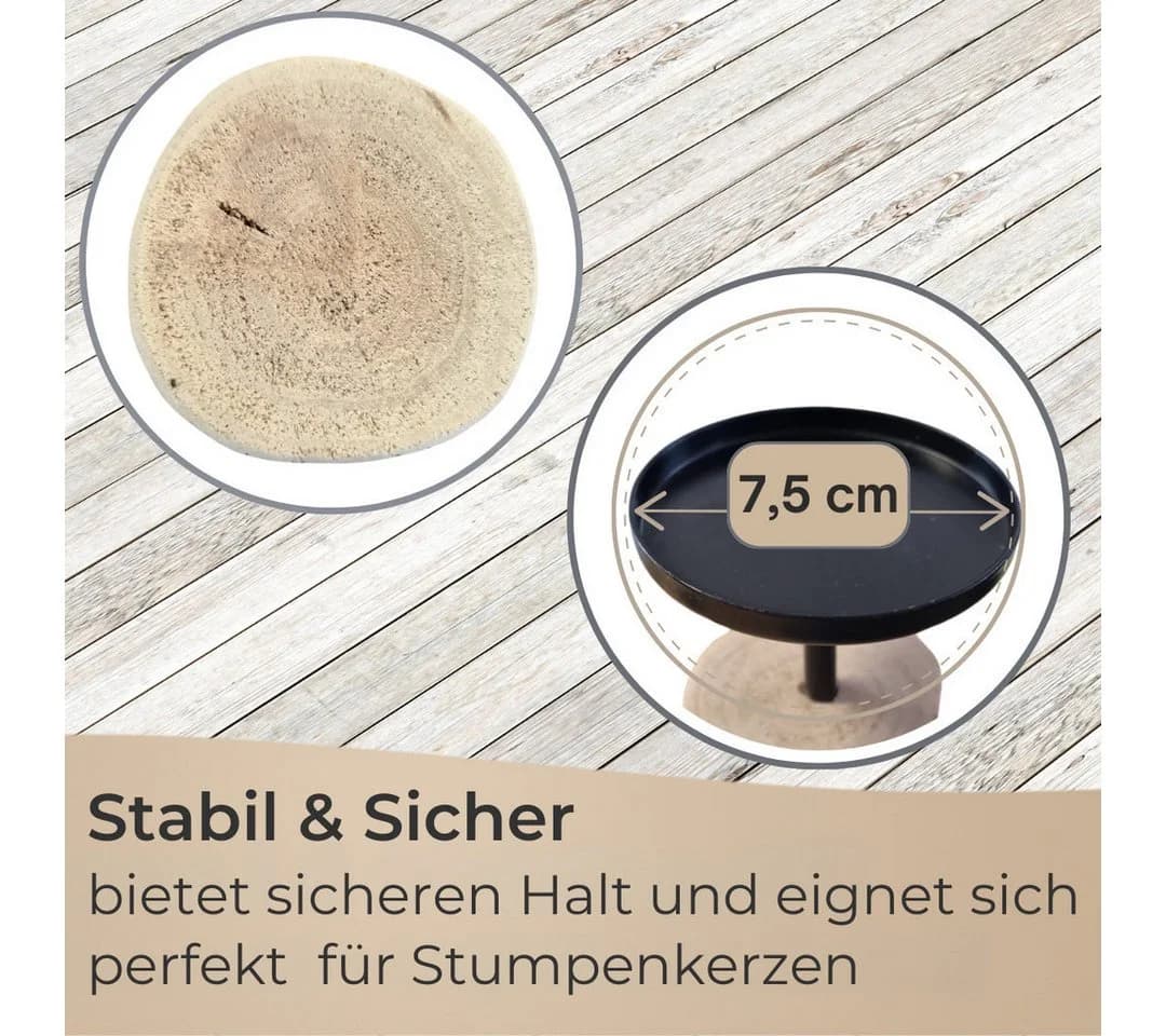 Topanbieter999 Kerzenständer 3er Set Schwarz/Braun Holz Metall - Bild 4