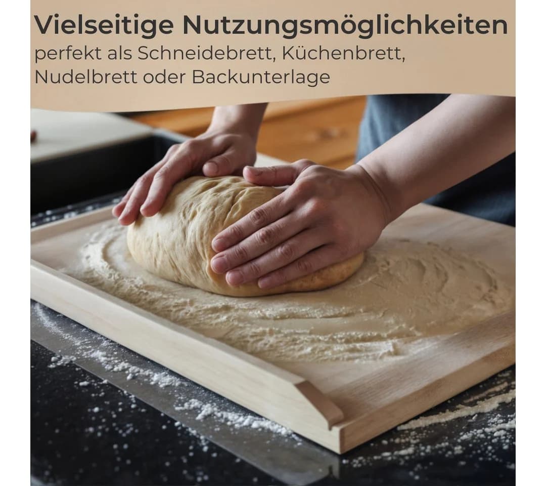 Topanbieter999 Backbrett Lindenholz 60x40 cm mit Leisten - Bild 5