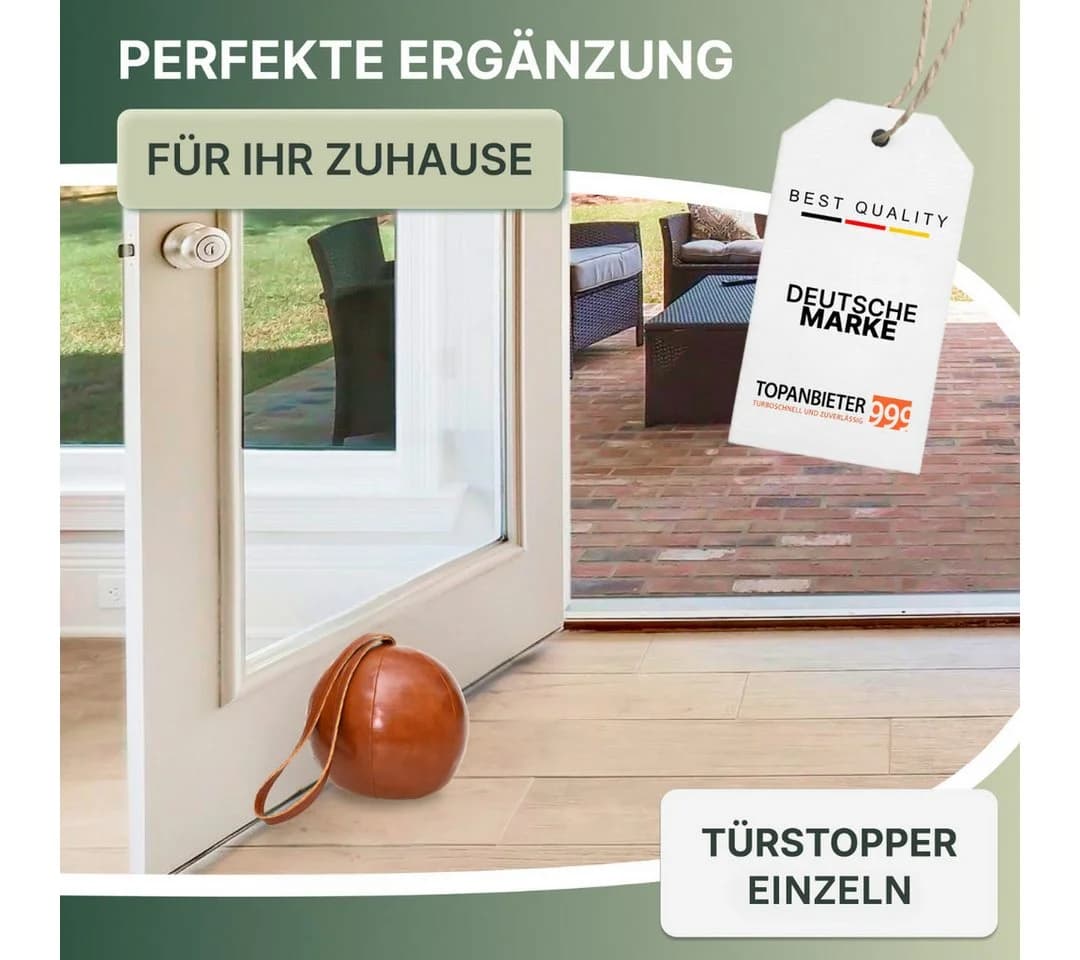 Topanbieter999 Türstopper PU Lederball Braun mit Schlaufe