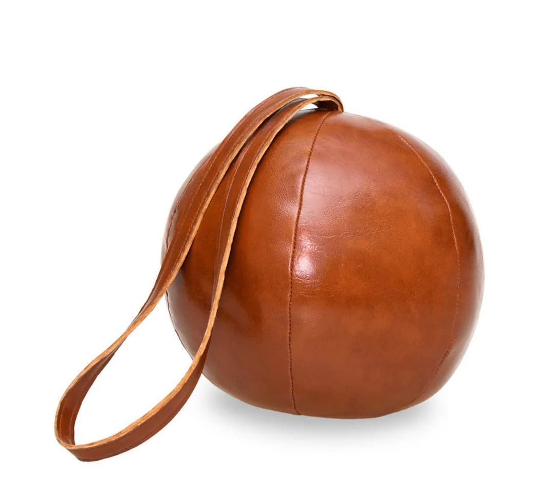 Topanbieter999 Türstopper PU Lederball Braun mit Schlaufe - Bild 2